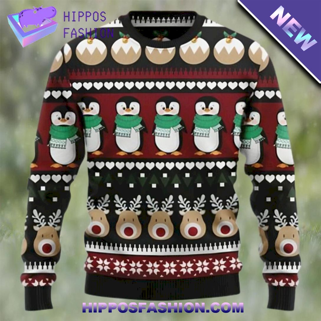 penguin group reindeer best gift ugly christmas sweater yHYpk.jpg