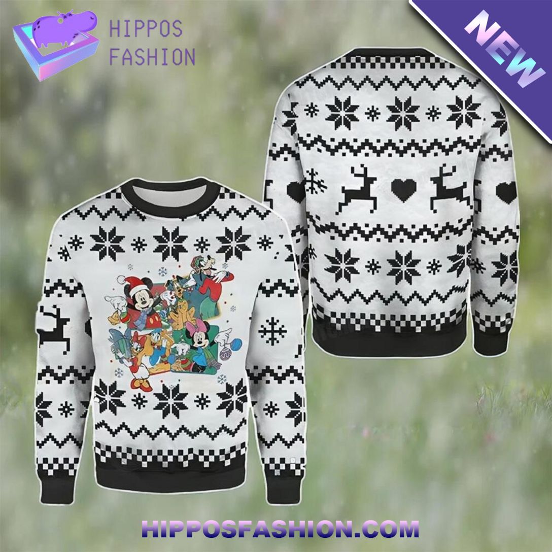 Retro Mickey And Friends Ugly Christmas Sweater Loving click