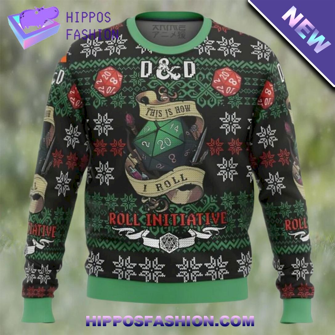 roll initiative dungeons and dragons ugly christmas sweater EPoq.jpg