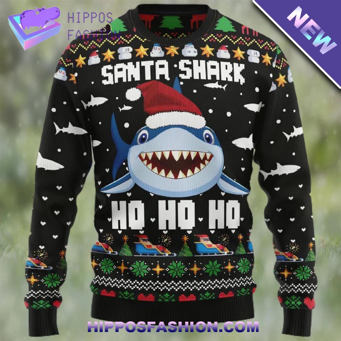 santa shark ho ho ho ugly christmas sweater geQDj.jpg
