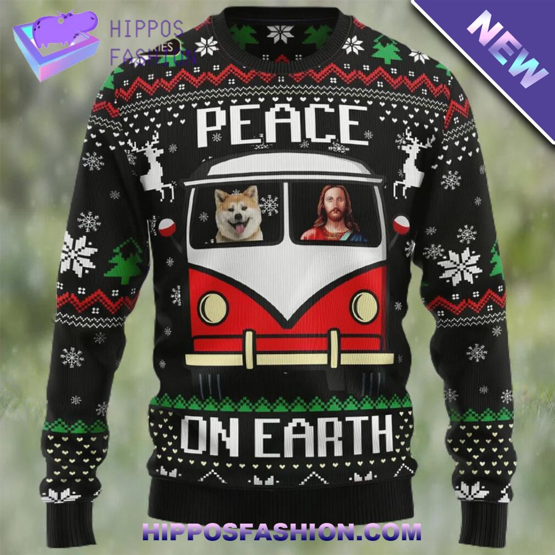 Shiba Inu Peace Ugly Christmas Sweater Wow, cute pie
