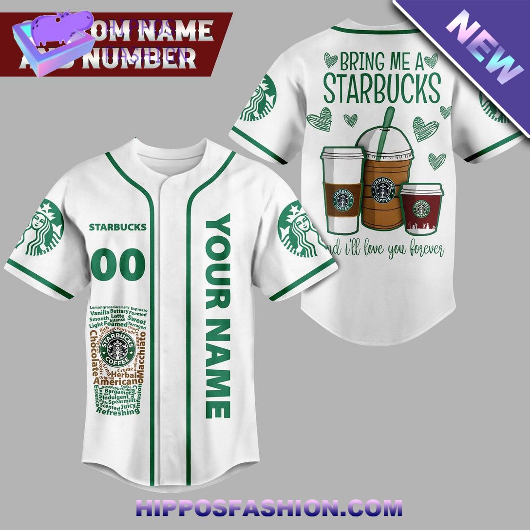 Starbucks White Personalized Baseball Jersey Impressive picture.