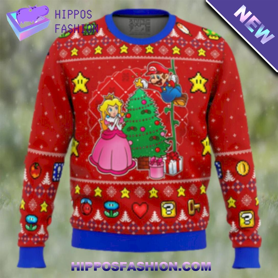 super mario come and see the christmas tree ugly christmas sweater GZeGd.jpg