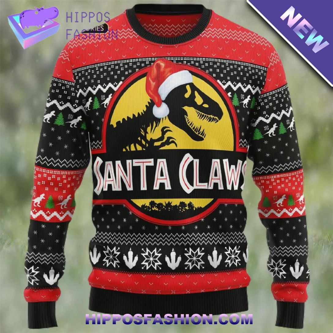 t rex santa claws christmas ugly christmas sweater WYjYt.jpg