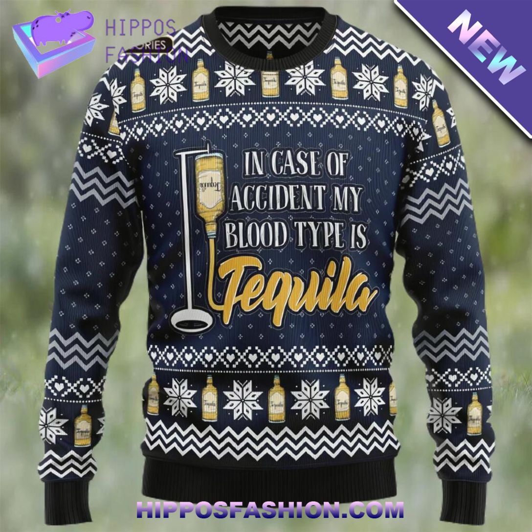 tequila my blood type knitted ugly christmas sweater cUHPf.jpg