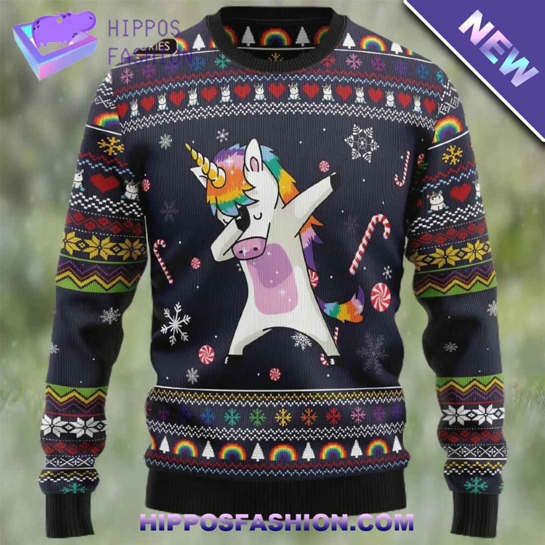 Unicorn Dab Ugly Christmas Sweater, Xmas Heroine