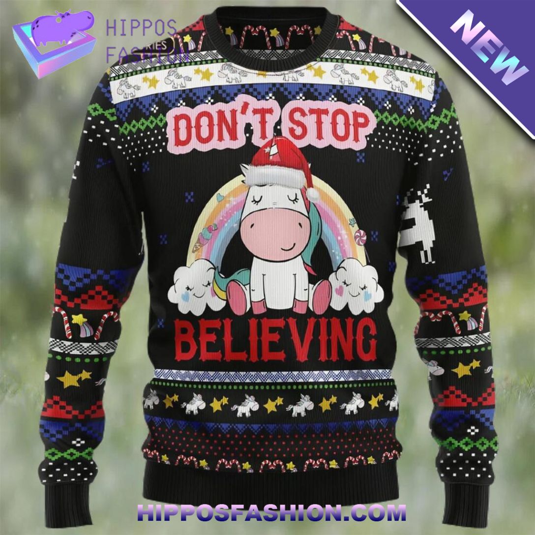 unicorn dont stop believing ugly christmas sweater gwWcz.jpg