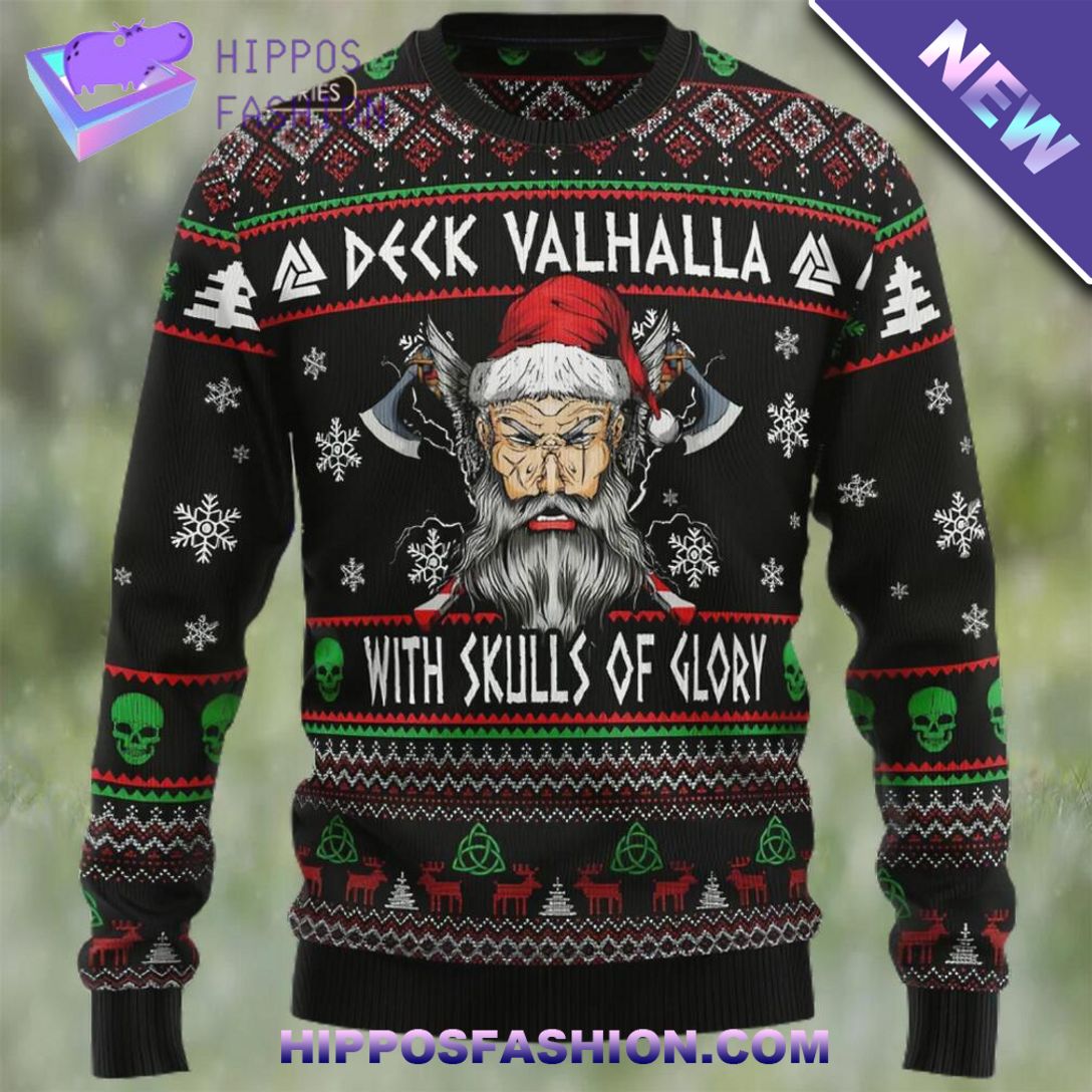 viking deck valhalla with skulls of glory ugly christmas sweater PValc.jpg
