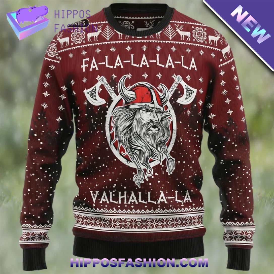 Vikings Fa La La La Ugly Christmas Sweater Which place is this bro?