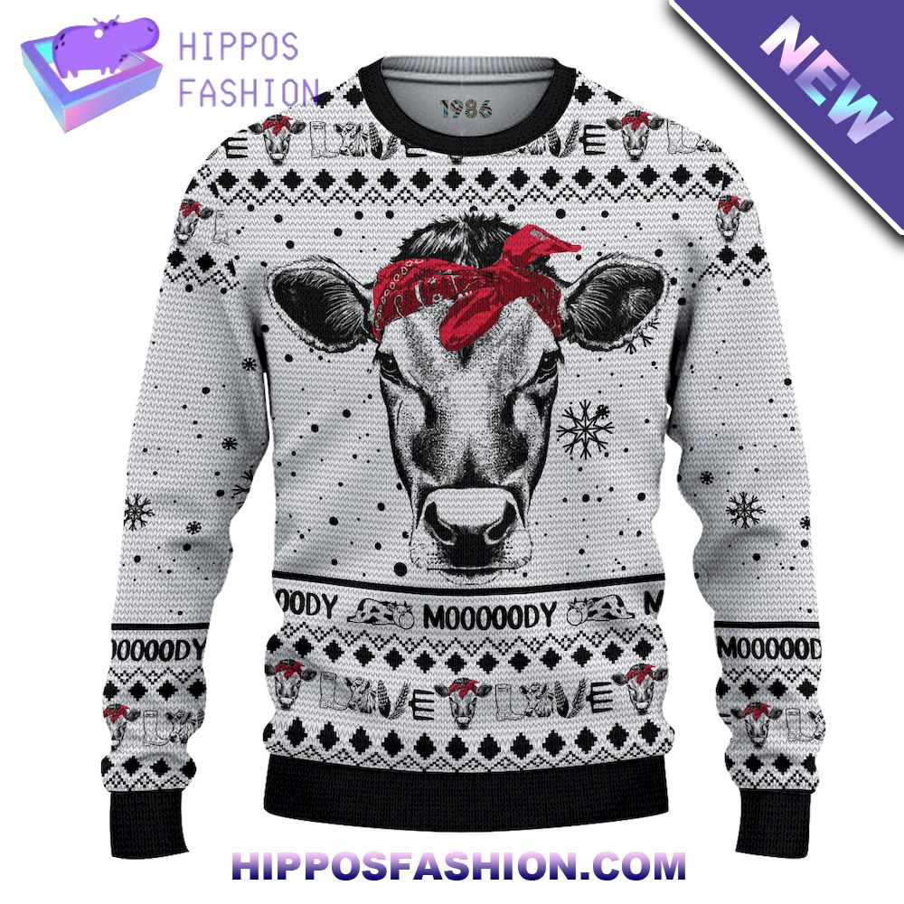 Amazing Cow Flowers Ugly Christmas Sweaters