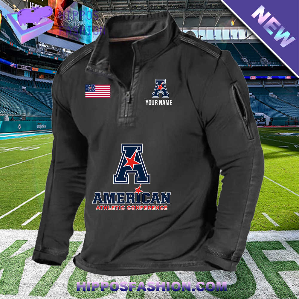 American Athletic Conference Logo Custom Name 1/2 Zip Waffle Top