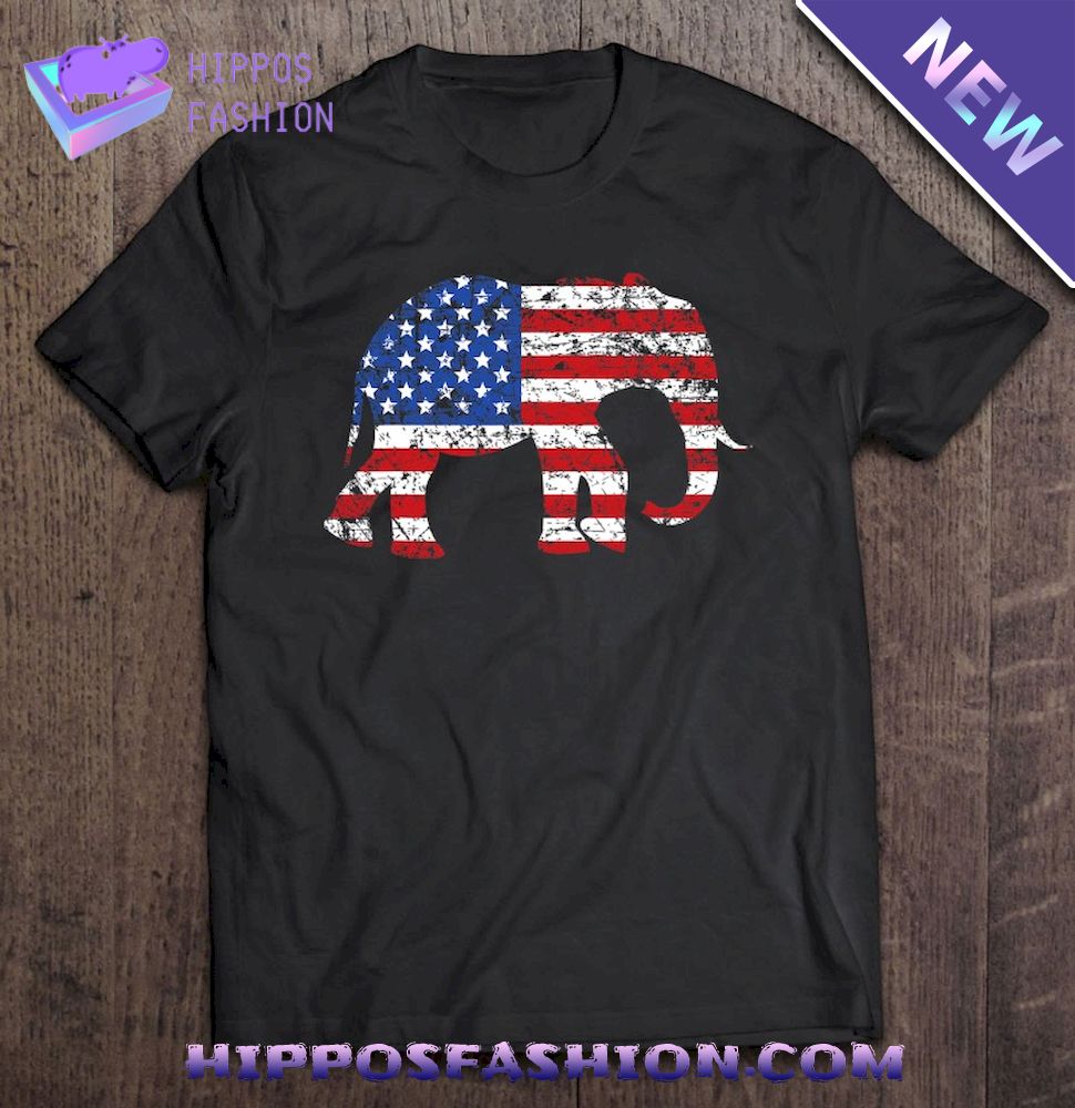American Flag Elephant Silhouette Shirt Usa 4Th Of July Shirt