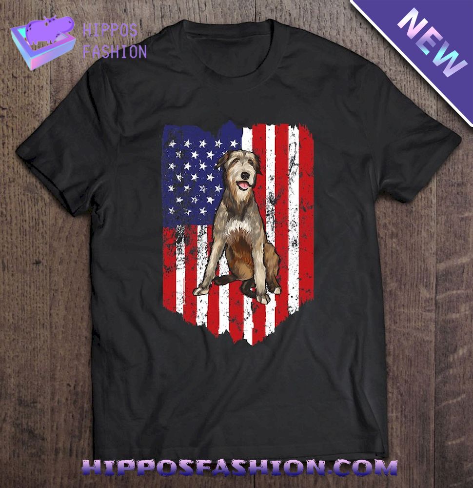 American Flag Irish Wolfhound 4Th Of July Usa Shirt