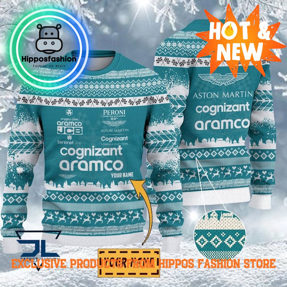 Aston Martin Cognizant F Team Personalized Ugly Christmas Sweater