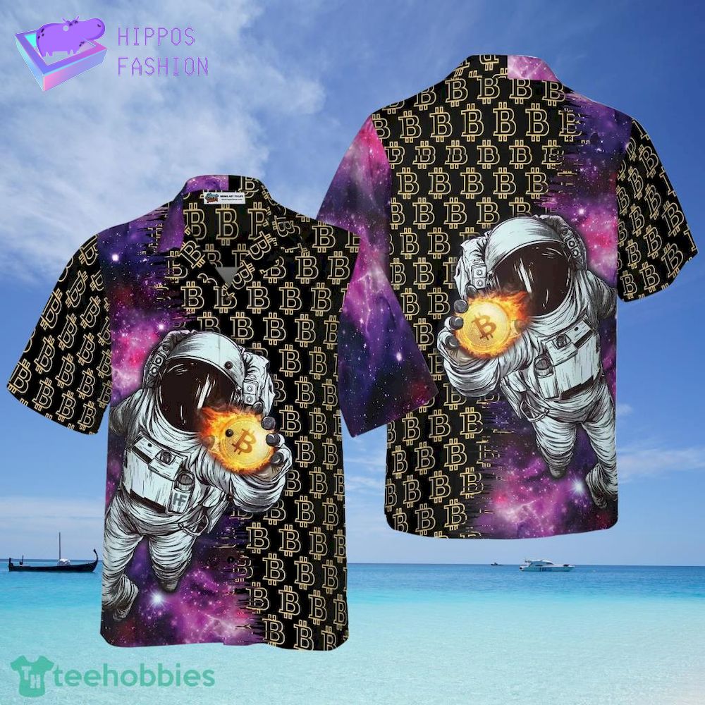 Astronaut Bitcoin Cryptocurrency Hawaiian Shirt