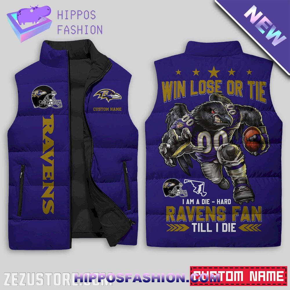 Baltimore Ravens NFL Custom Name Sleeveless Jacket