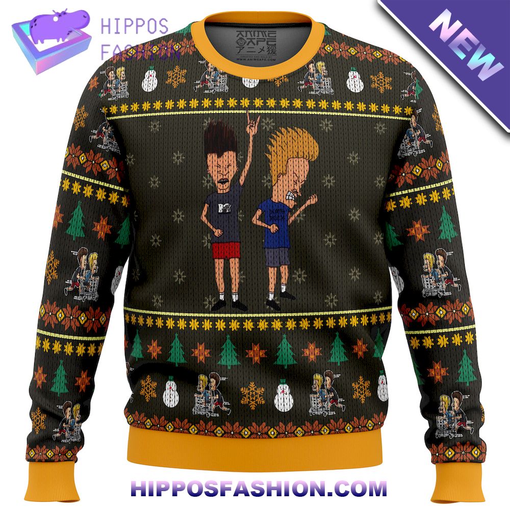 Beavis And Butthead Rock On Ugly Christmas Sweater