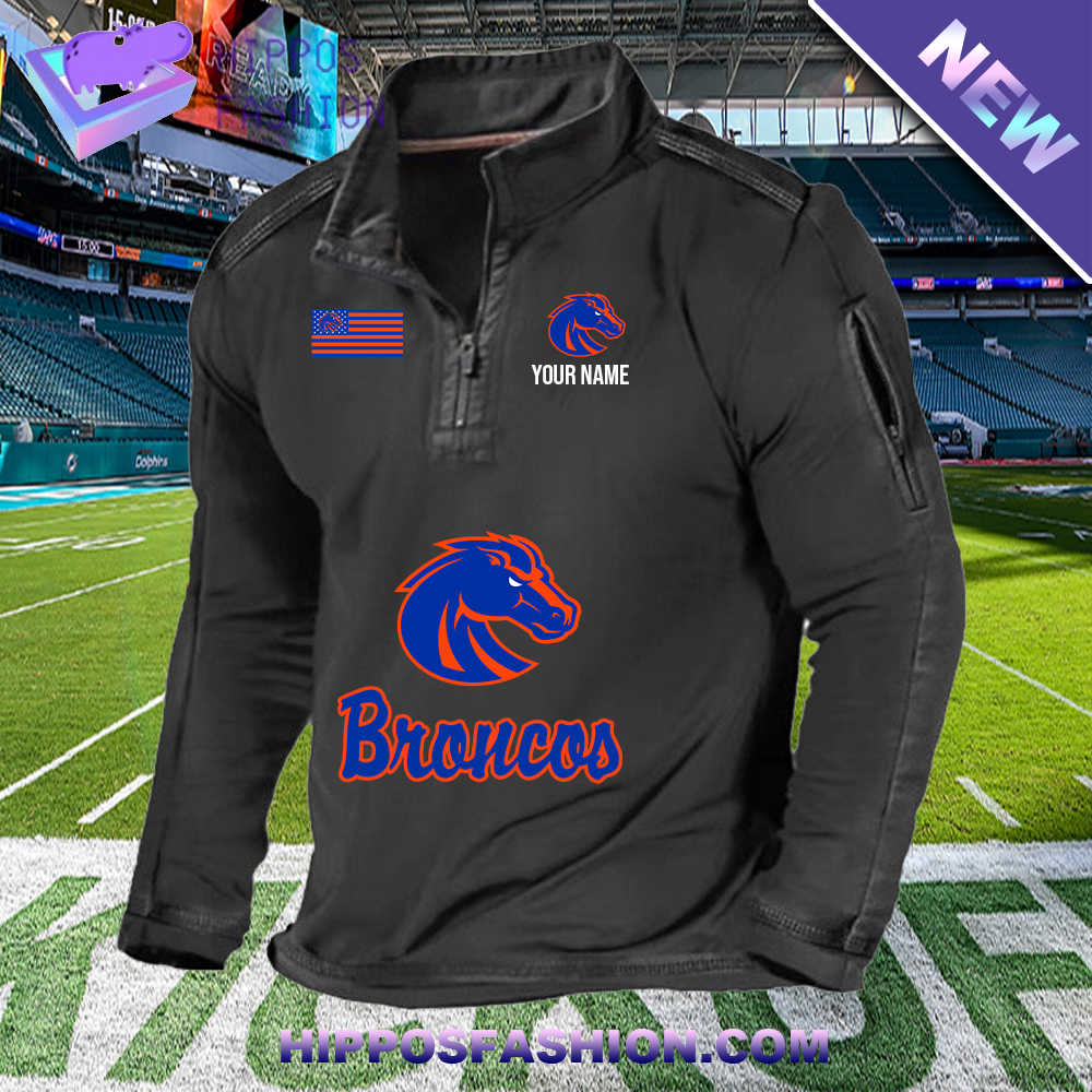 Boise State Broncos Logo Personalized 1/2 Zip Waffle Top
