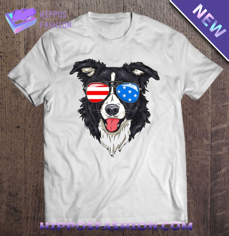 Border Collie Lover Patriotic Dog 4Th Of July American Gift Shirt