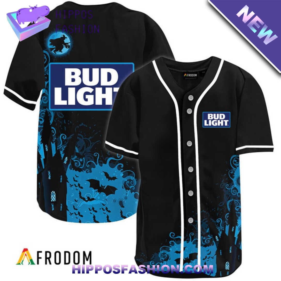Bud Light Black Witch Halloween Baseball Jersey