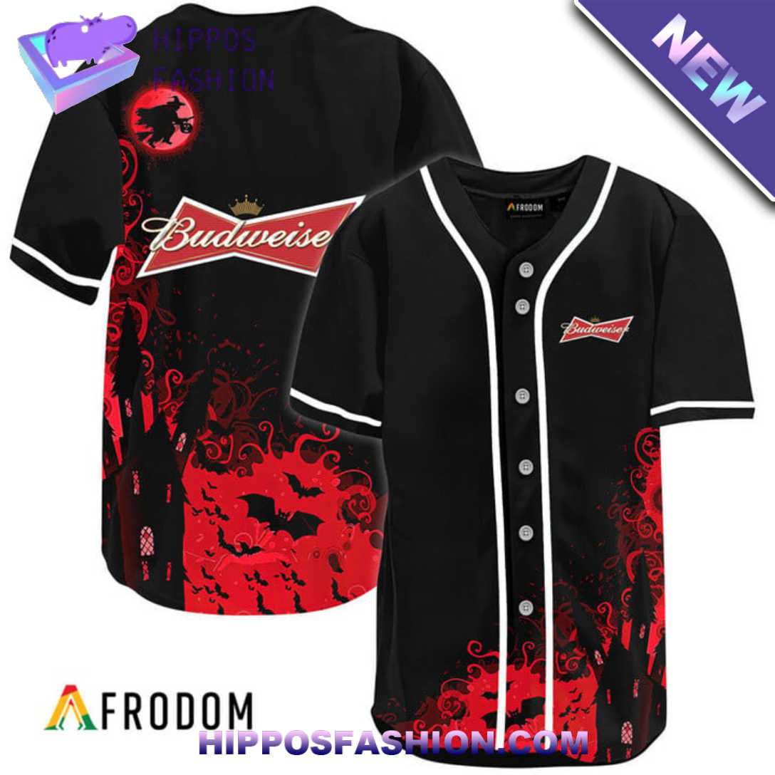 Budweiser Black Witch Halloween Baseball Jersey