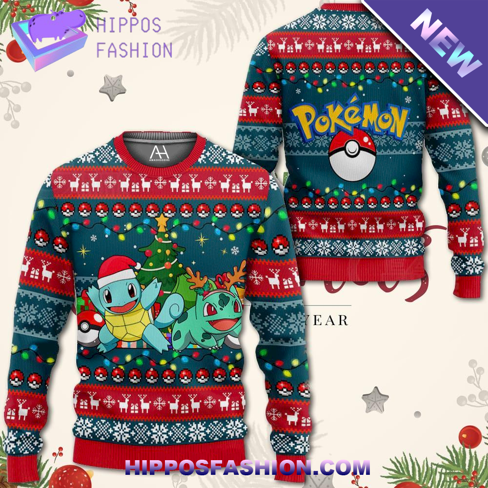 Bulbasaur And Squirtle Ugly Christmas Sweater