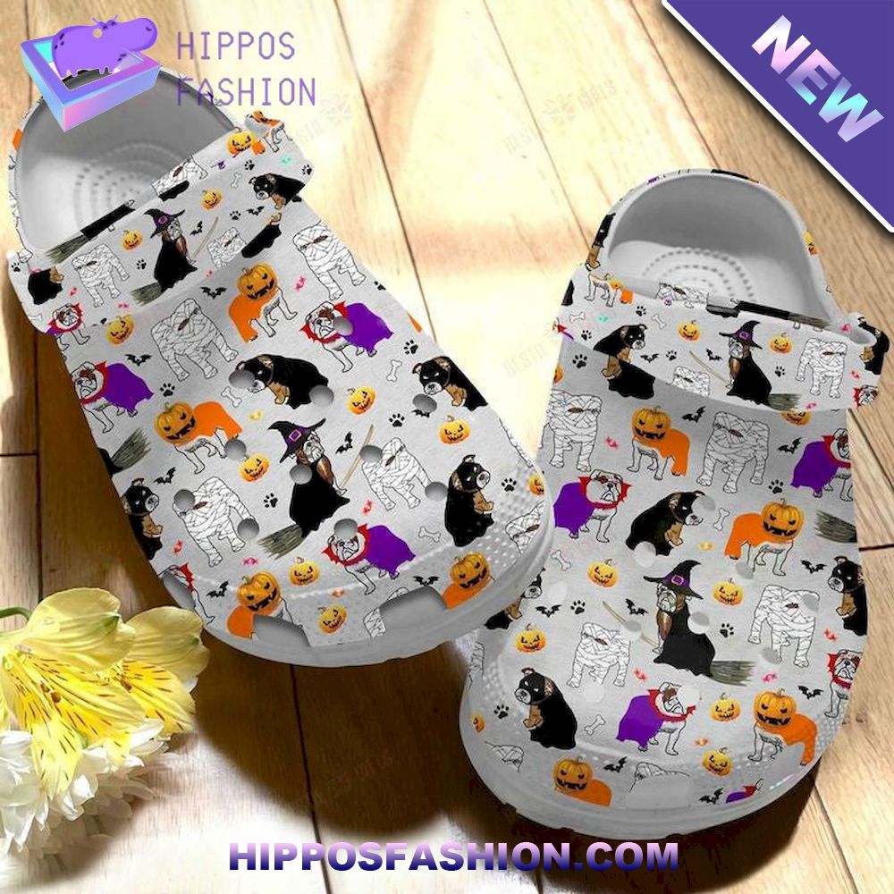 Bulldog Halloween Classic Personalized Crocs Clog Shoes