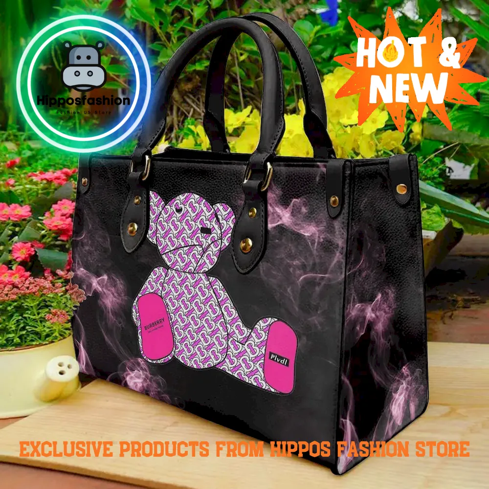 Burberry Pink Bear Luxury Leather Handbag