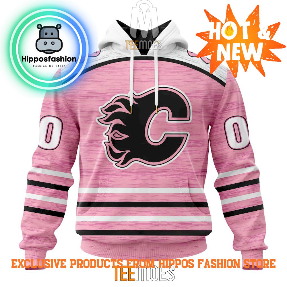 Calgary Flames Breast Cancer Awareness Light Pink Personalized Hoodie