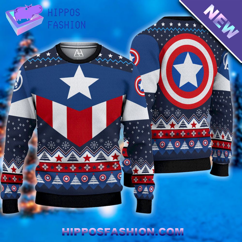 Captain America Hero Marvel Ugly Christmas Sweater