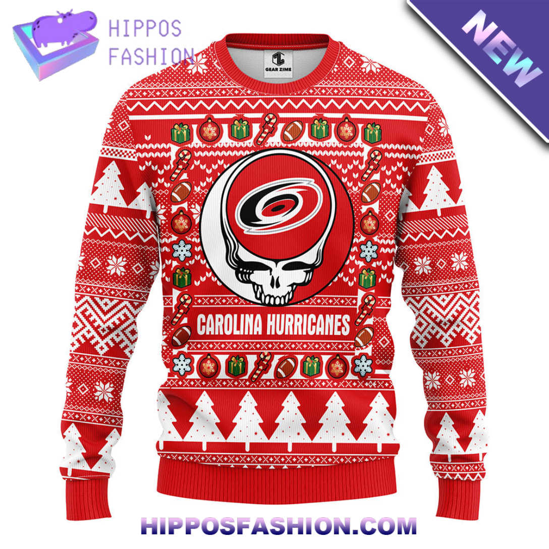 Carolina Hurricanes Grateful Dead Ugly Christmas Fleece Sweater Ivk.jpg