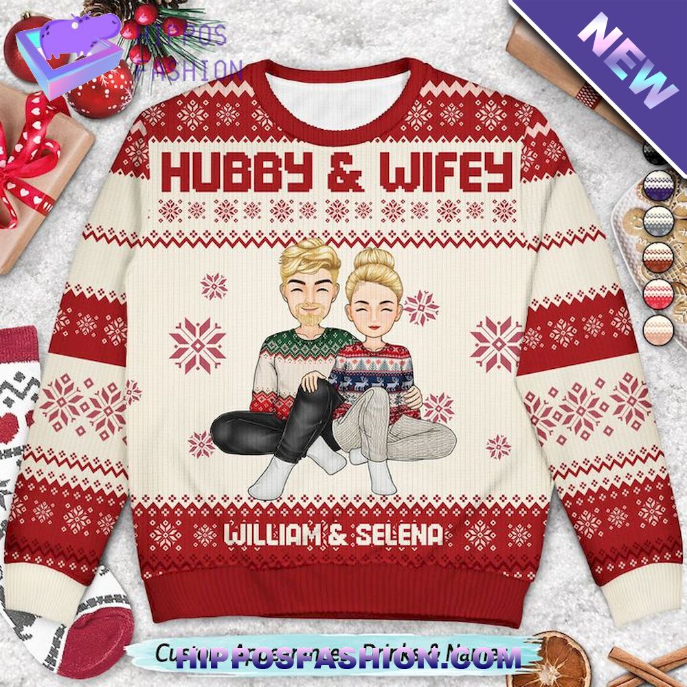 Cartoon Style Couple Unisex Ugly Sweater