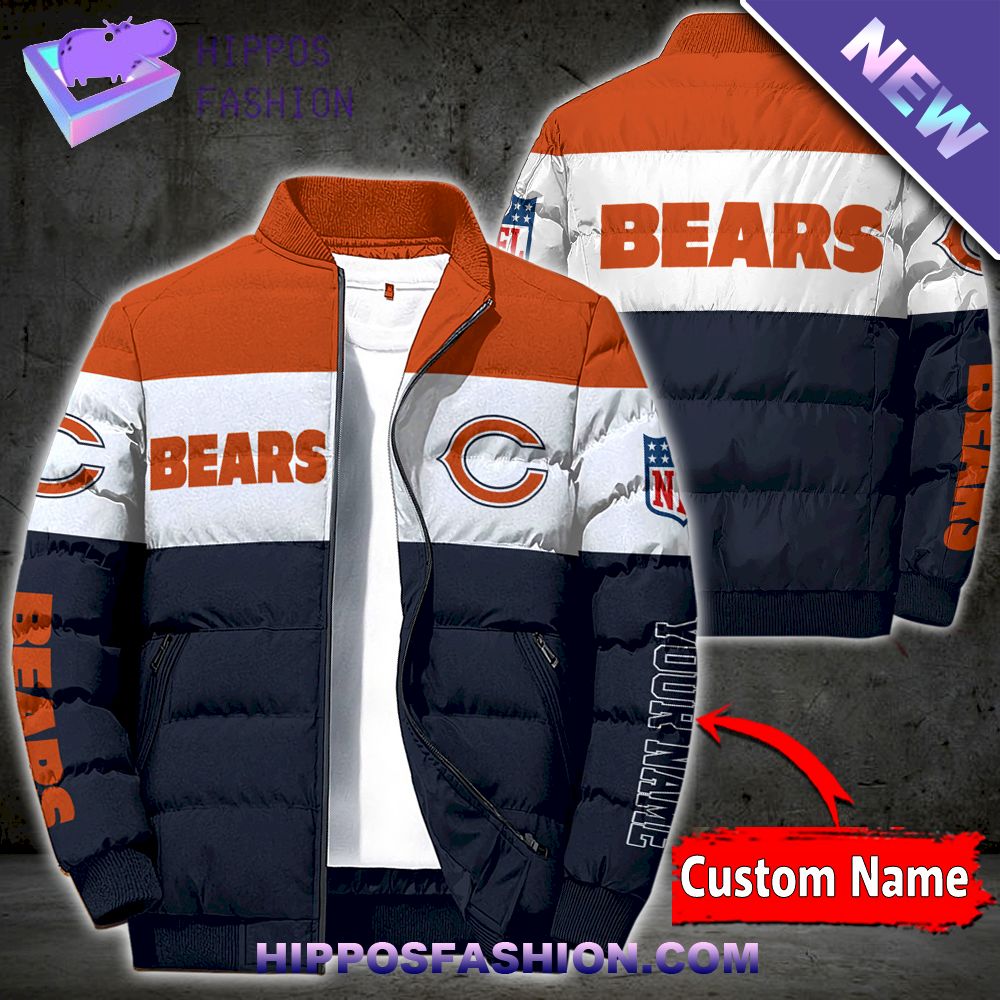 Chicago Bears Personalized Full Zip Puffer Jacket