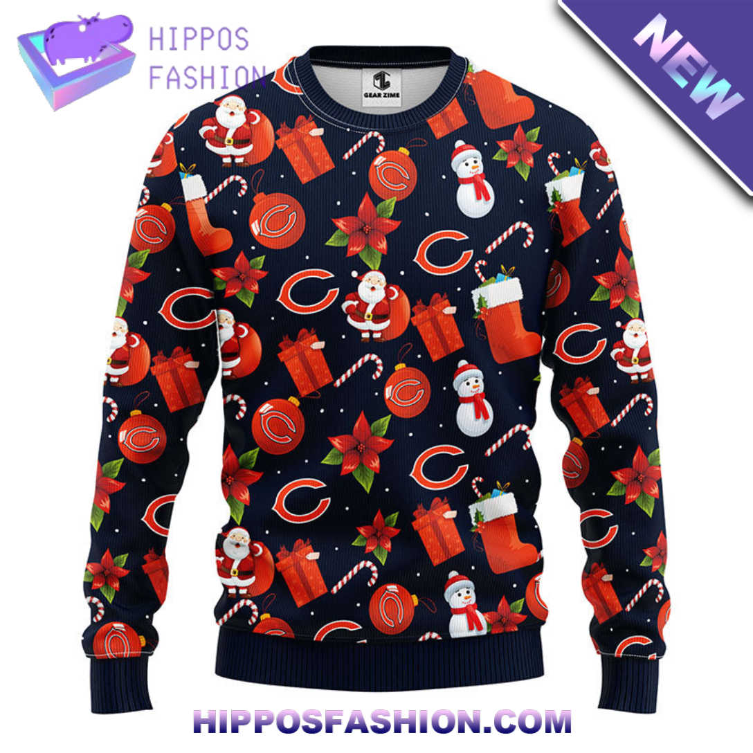 Chicago Bears Santa Claus Snowman Christmas Ugly Sweater tOq.jpg