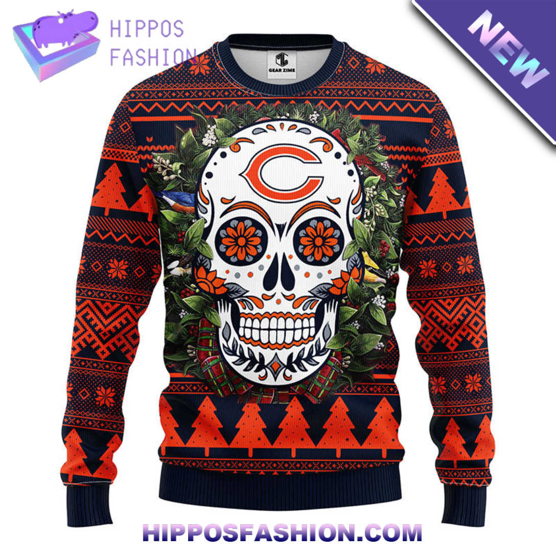Chicago Bears Skull Flower Ugly Christmas Ugly Sweater KsHhw.jpg