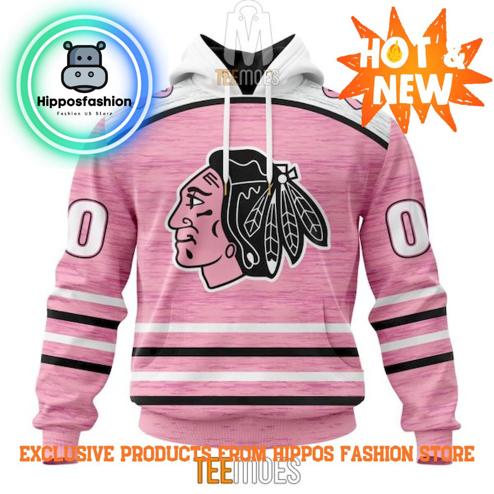 Chicago Blackhawks Breast Cancer Awareness Light Pink Personalized Hoodie