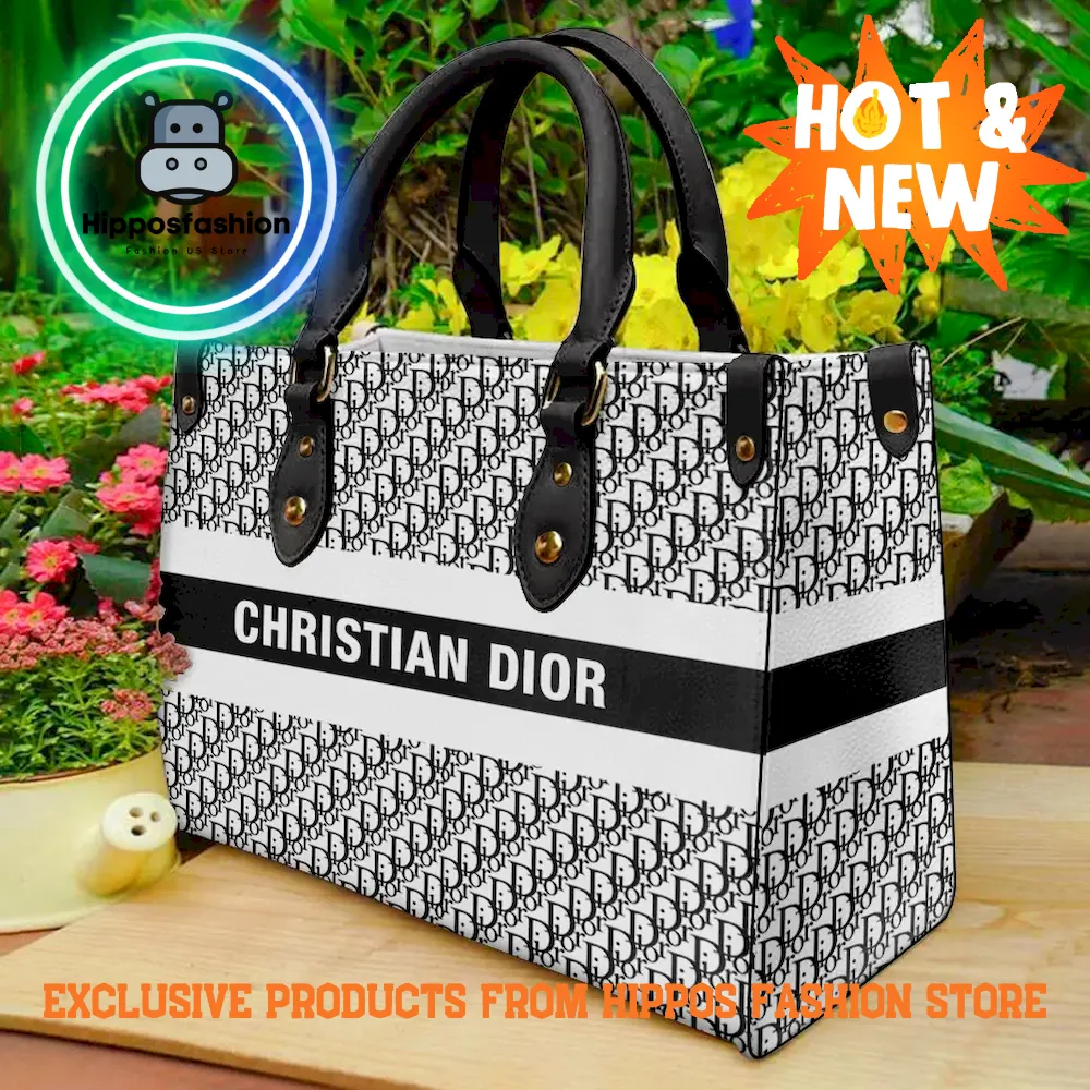 Christian Dior Black White Luxury Leather Handbag