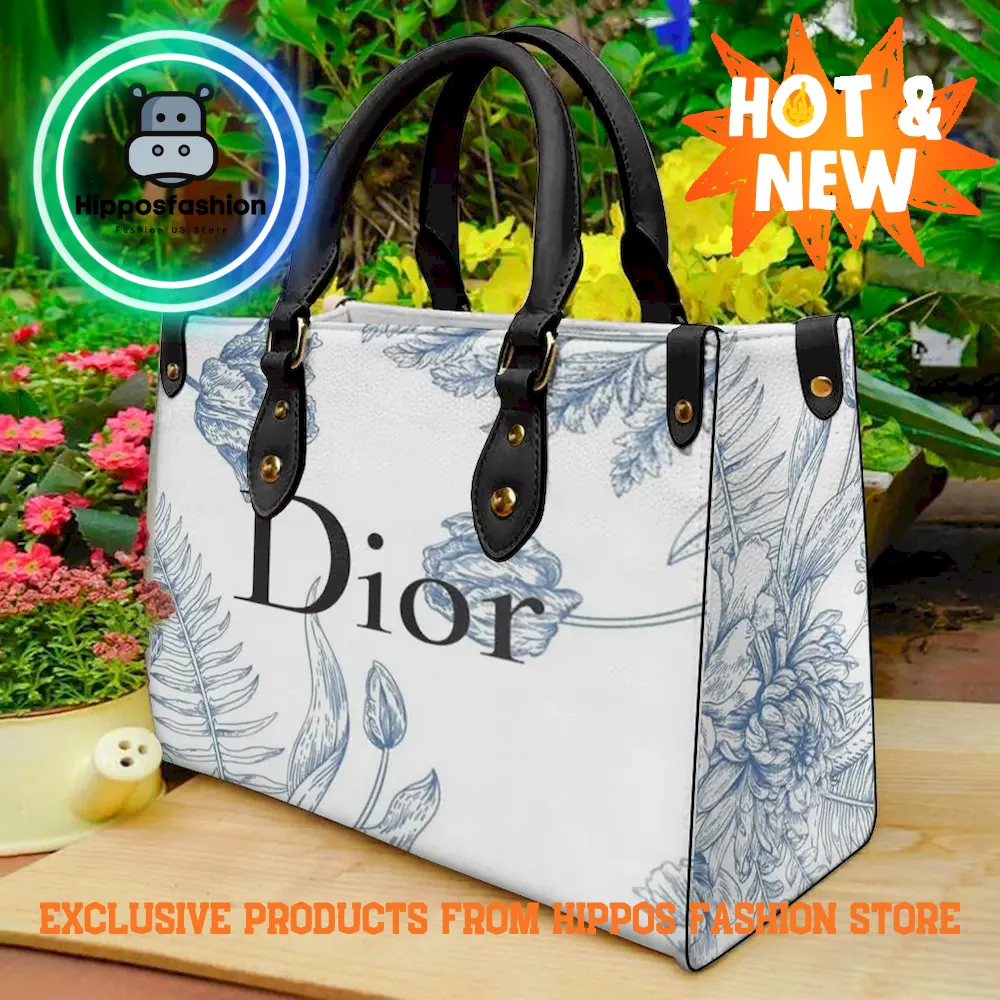 Christian Dior White Blue Luxury Leather Handbag