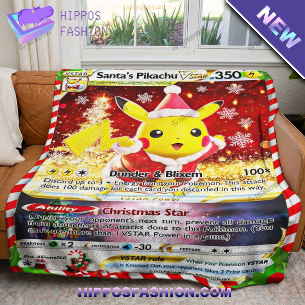 Christmas Santa's Pikachu VSTAR Custom Soft Blanket