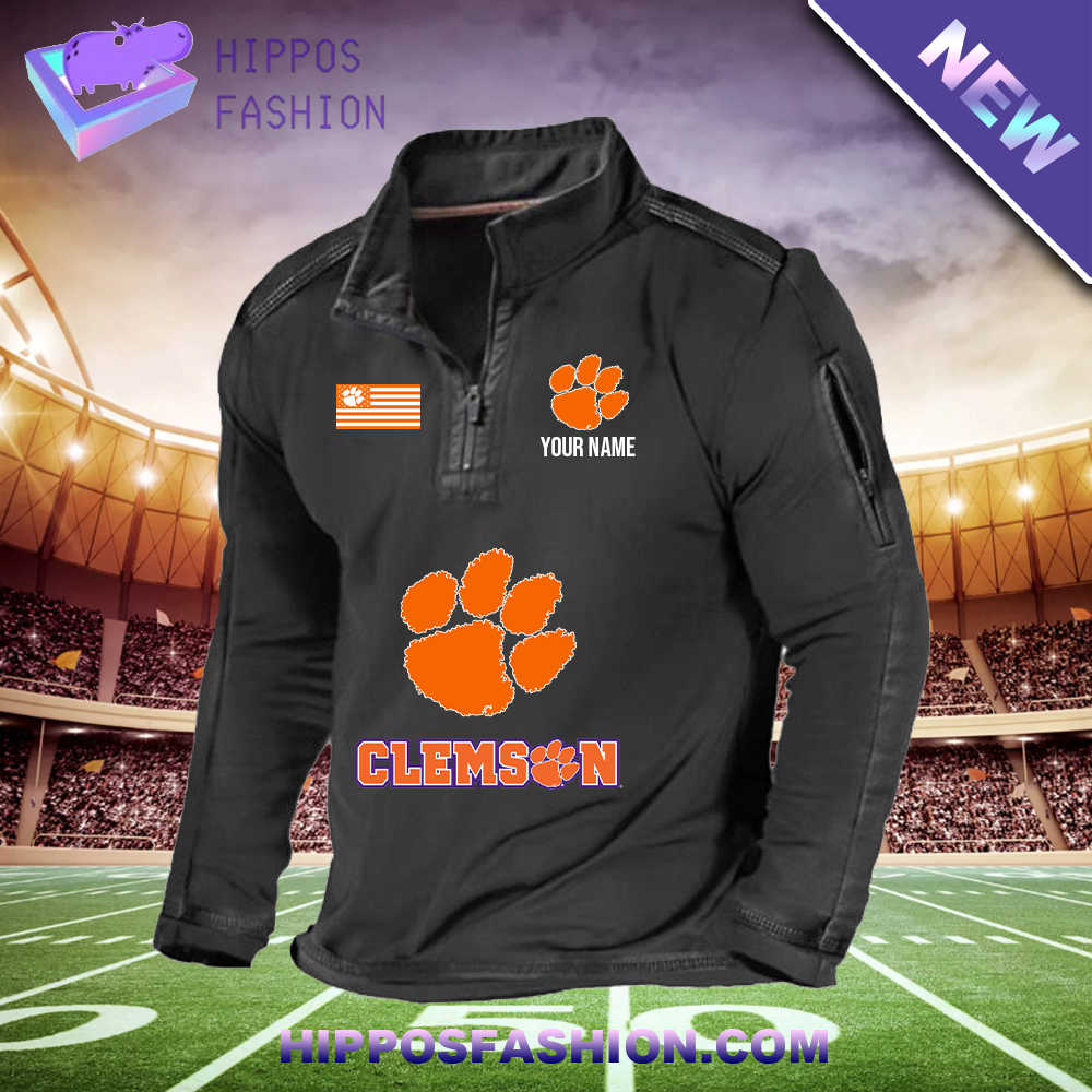 Clemson Tigers Logo Personalized 1/2 Zip Waffle Top