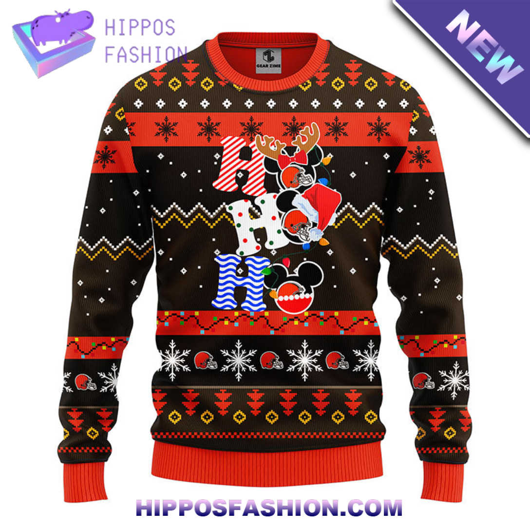 Cleveland Browns HoHoHo Mickey Christmas Ugly Sweater hqtm.jpg