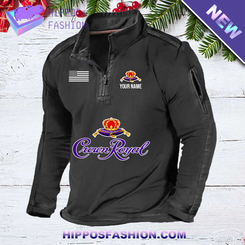 Crown Royal USA Flag Personalized 1/2 Zip Waffle Top