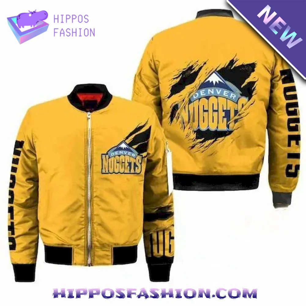 Denver Nuggets Yellow Scratch Bomber Jacket