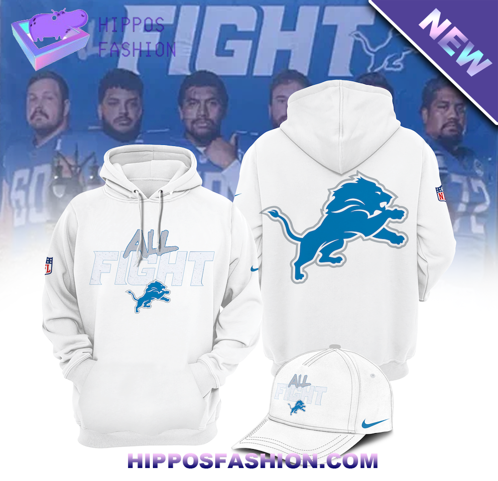 Detroit Lions All Fight Blue White Hoodie
