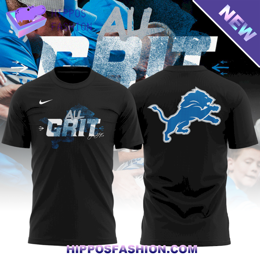 Detroit Lions All Girt Black Blue T Shirt