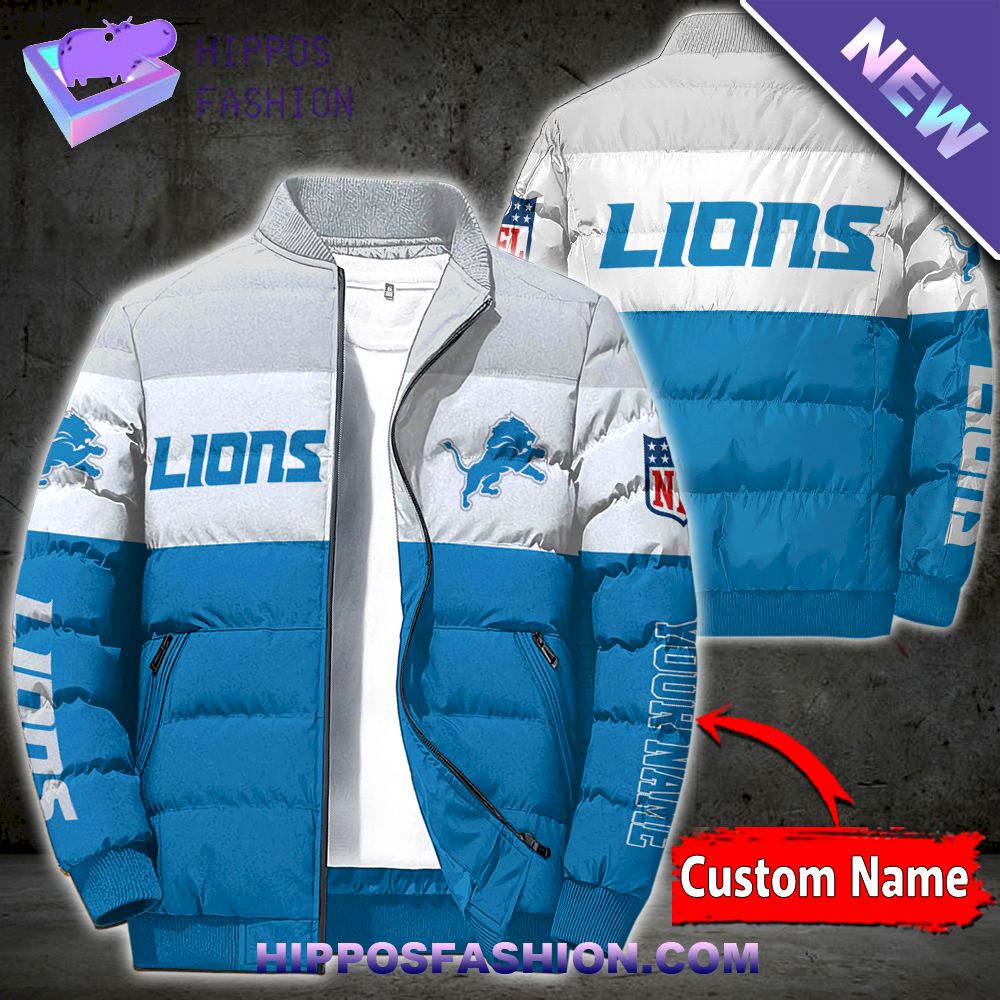Detroit Lions Personalized Full Zip Puffer Jacket