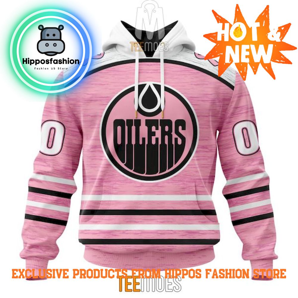 Edmonton Oilers Breast Cancer Awareness Light Pink Personalized Hoodie
