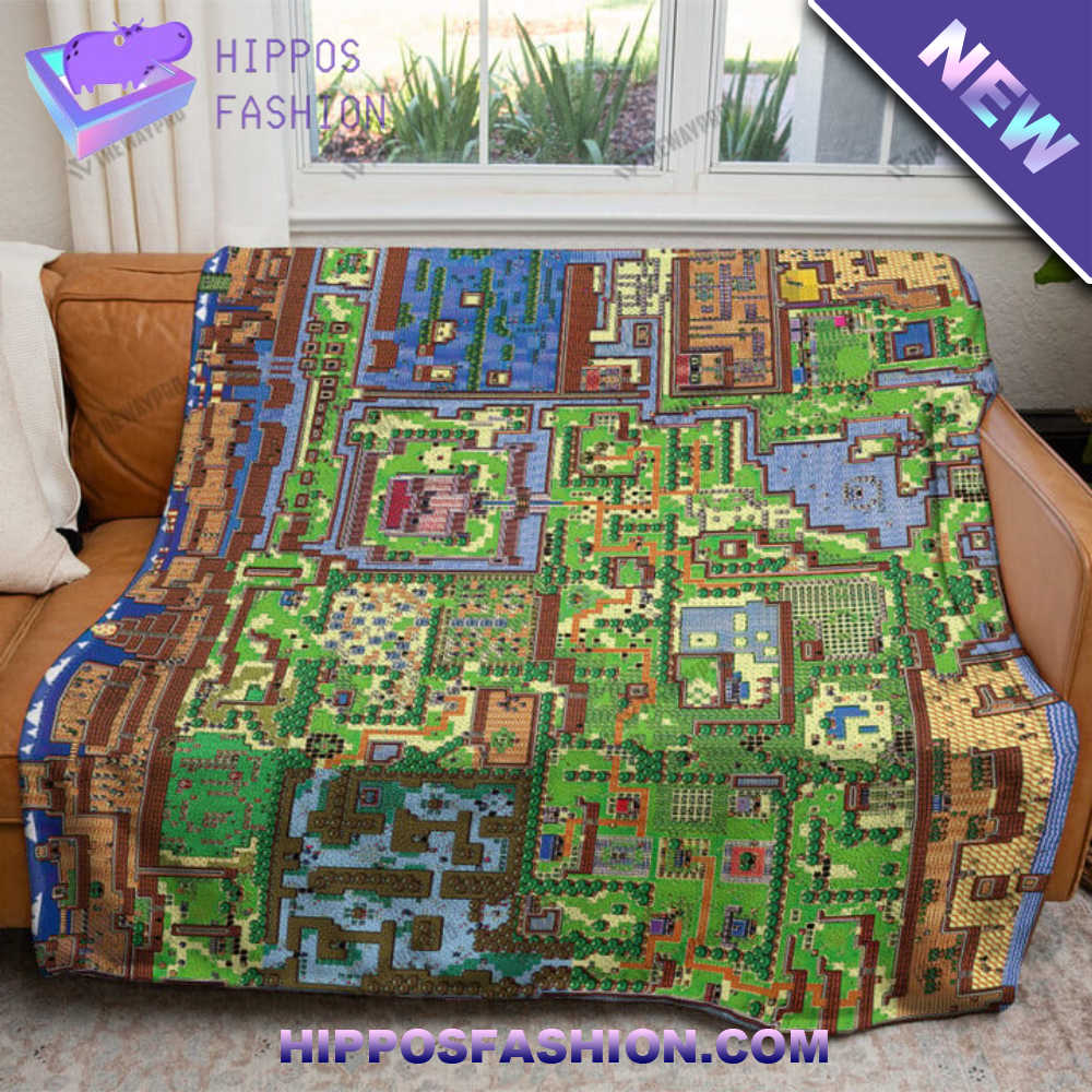 Game TLOZ Link's Awakening Map Custom Soft Blanket