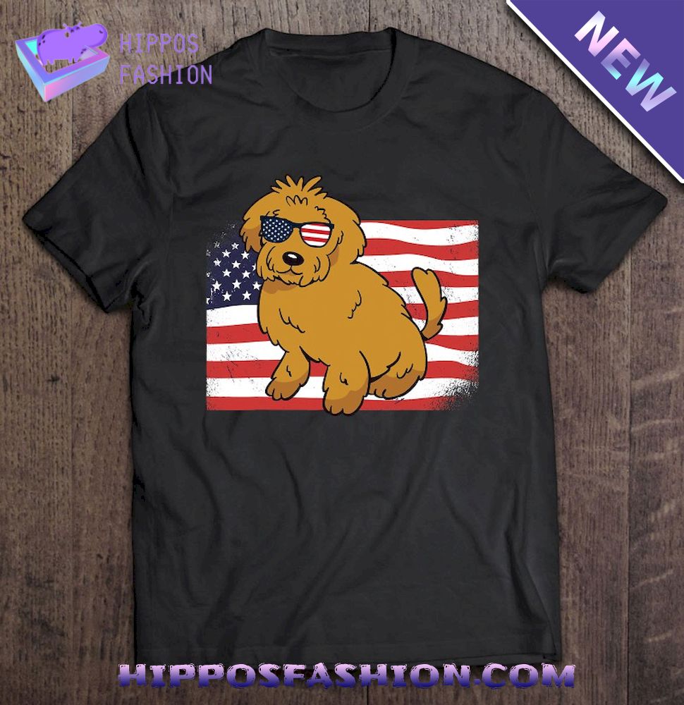 Goldendoodle American Flag 4Th Of July Usa Funny Doodle Dog Shirt