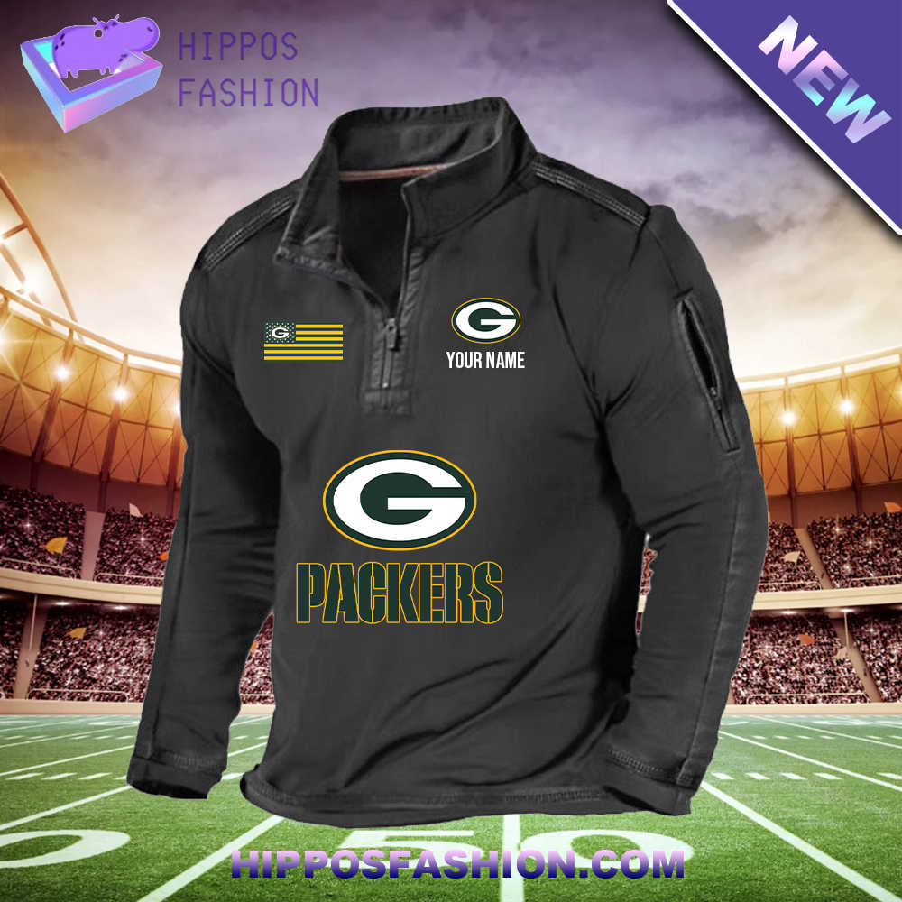Green Bay Packers Flag Personalized 1/2 Zip Waffle Top